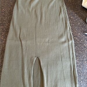 Free People Khaki Ribbed Knit Skirt